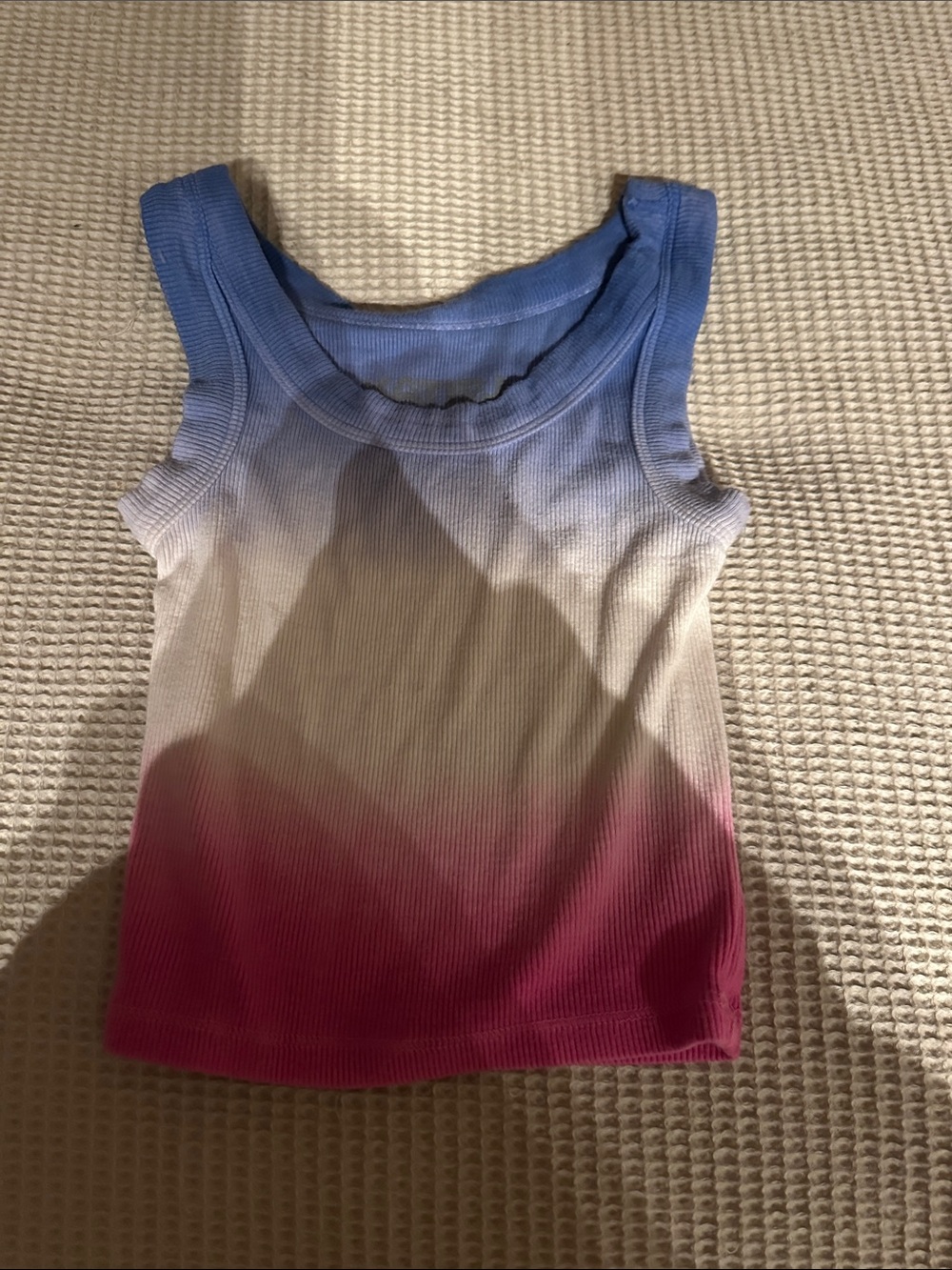 Sleeveless Ombre Ribbed Tank Top - Blue, White & Pink